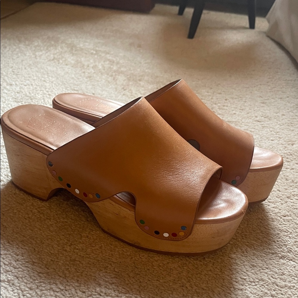 Charlotte Stone Tan Platform Sandals - Picture 3 of 6
